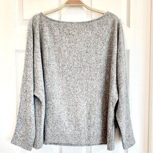 Heather Grey Soft Brushed Knit Dolman Long Sleeves Pullover Top